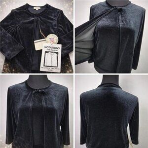 Notations Vintage Black Velvet 2-Fer Top Petite M Twinset Look New